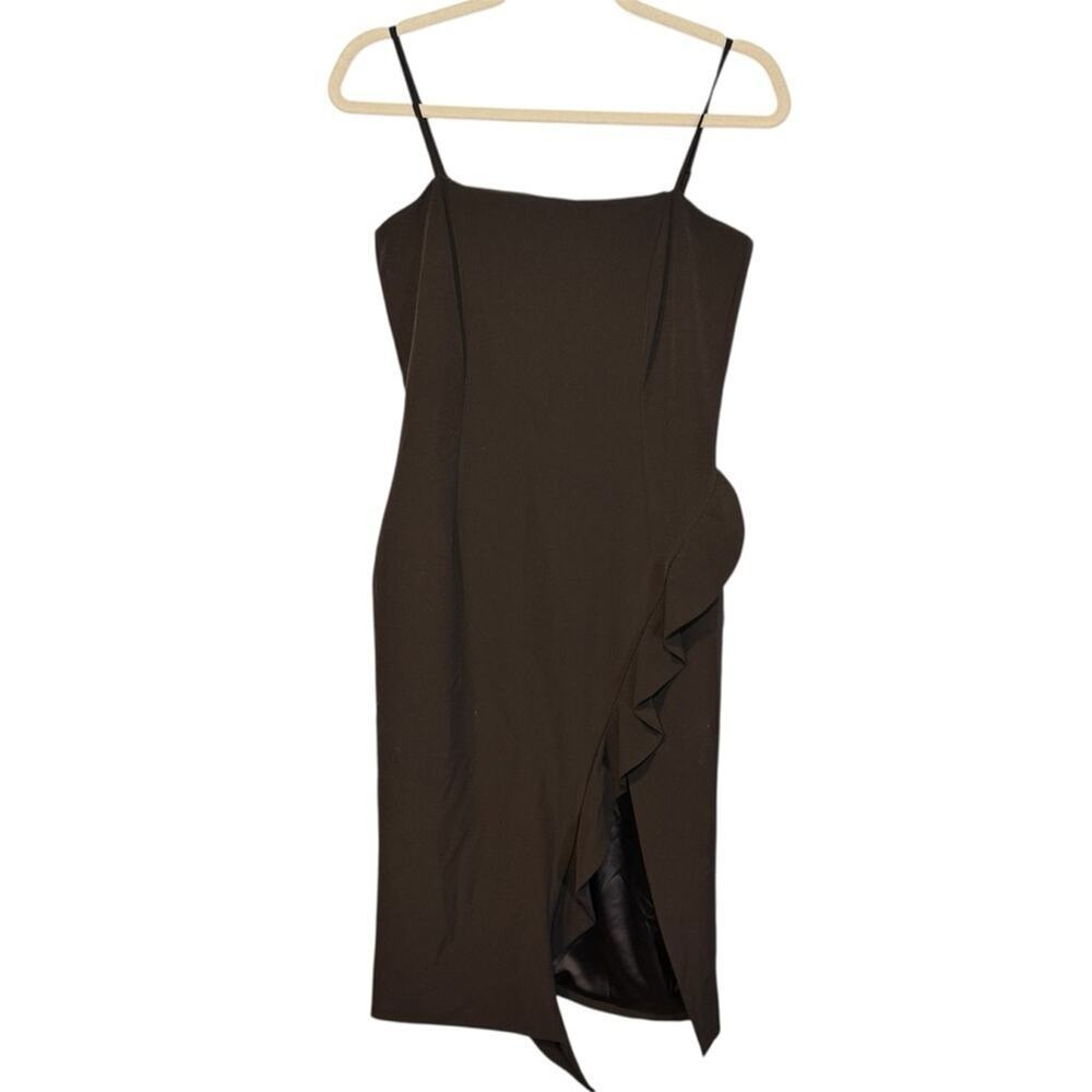 Bardot Black Asymmetrical Ruffle Side Slit Skirt Carmelle Mini Dress Size 6